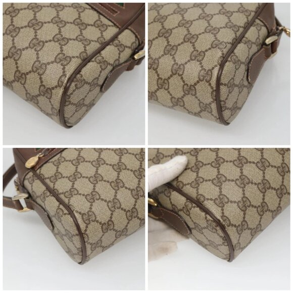 GUCCI GG Supreme Web Sherry Line Bag PVC Beige Gold Red 56 02 088 Auth BA2392 - Picture 14 of 16